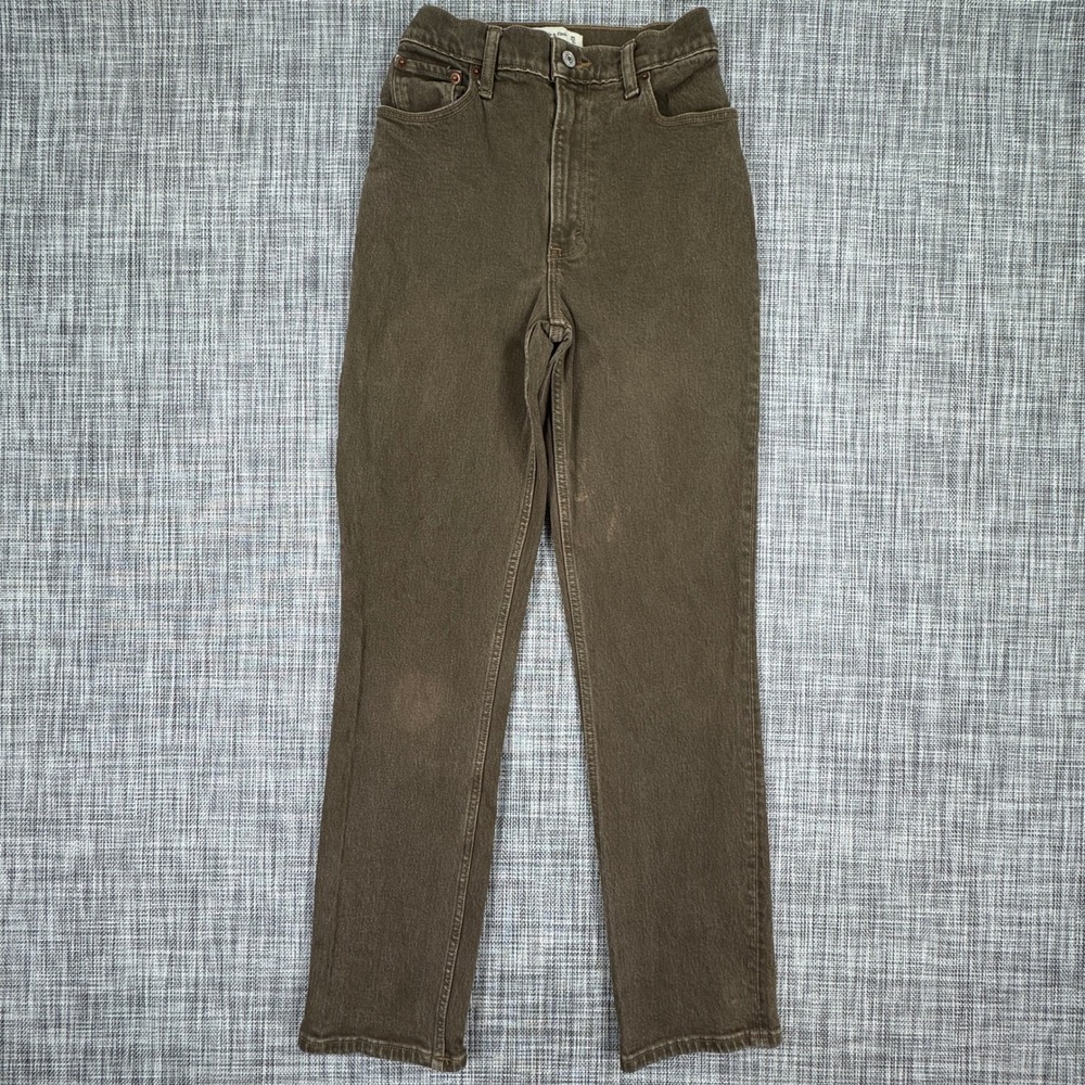 Abercrombie & Fitch Women's Curve Love 90s Straight Jeans Brown Size 0R 25